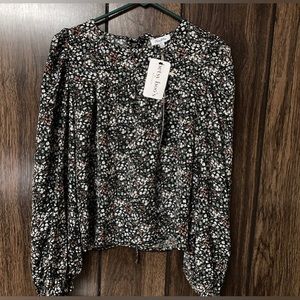 Petal Dew Women’s Large Black Floral Long Sleeve Top NWT